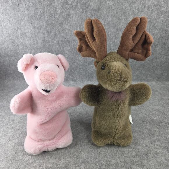 Alma's Designs Hand Puppet Lot Pink Pig Brown Moose Pretend Play Golf Club Cover - Picture 15 of 15